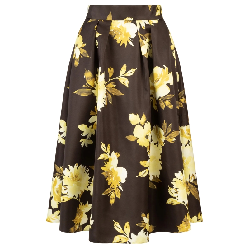 Apart Midirock Satinrock bedruckt schwarz