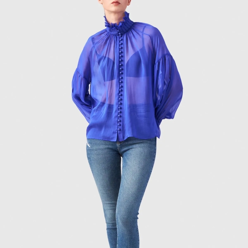 Helene Galwas Bluse Seidenbluse BABETT blau(Image 2)