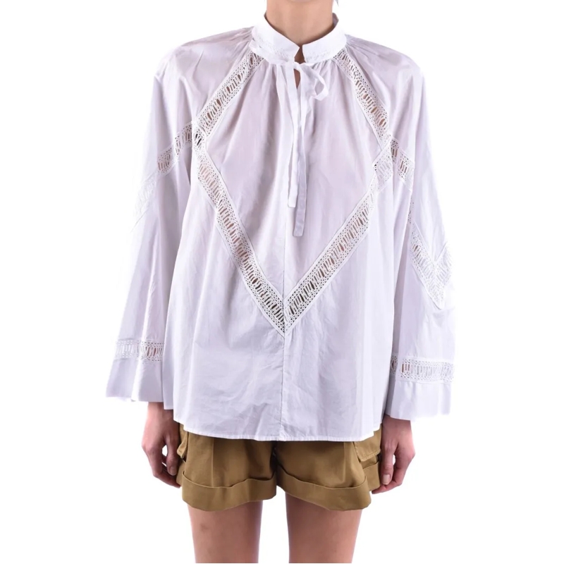 Dondup Overhemd White Cotton Long-Sleeved Top White