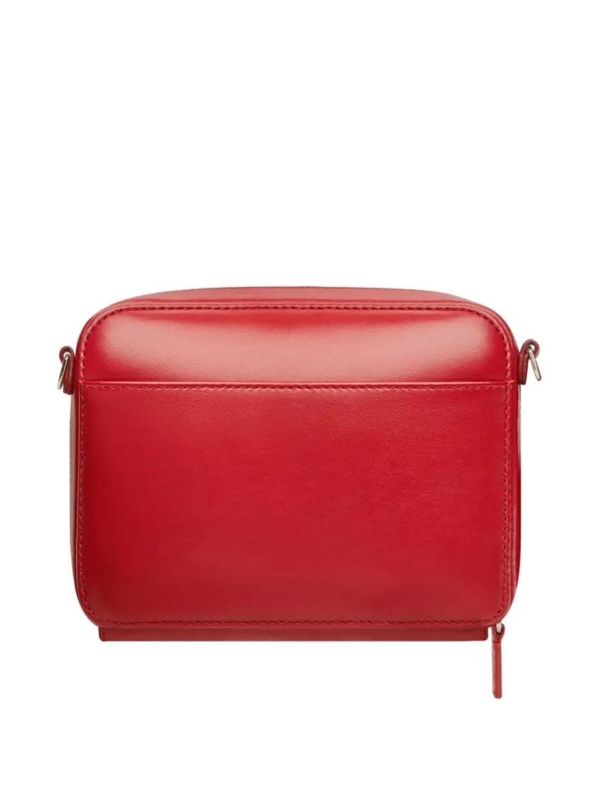 Courrèges Hobo bags Ruby Red Calf Leather Shoulder Bag With Silver-Ton in rood