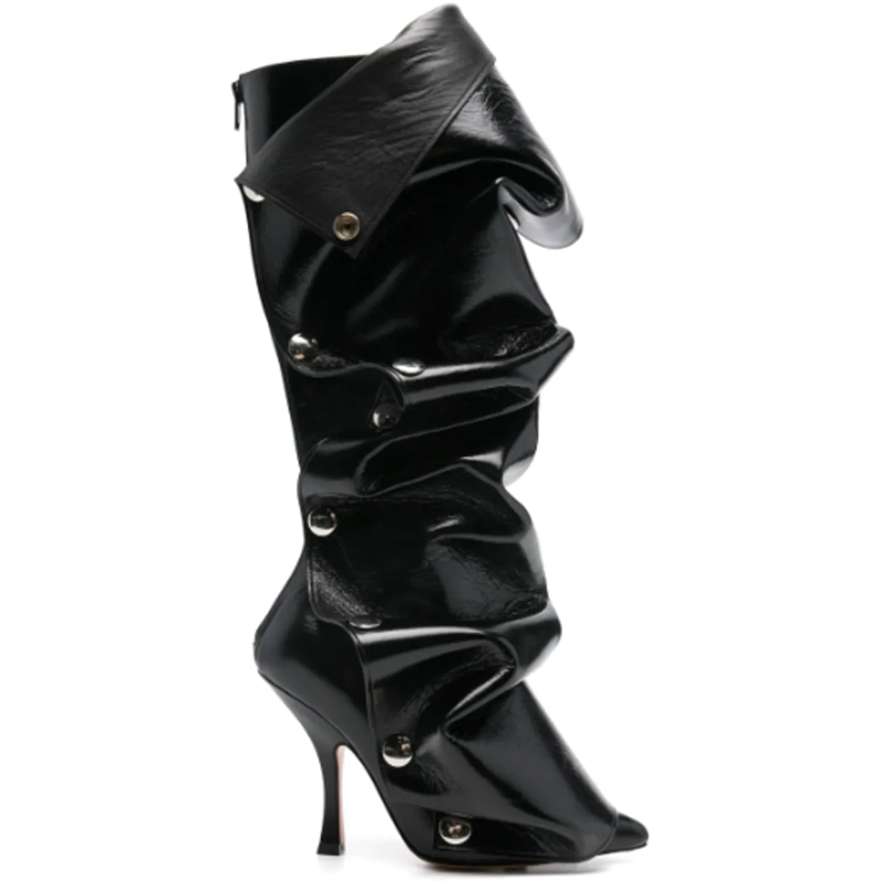 Y/Project Bottes Snap Boots Crackeled Black schwarz