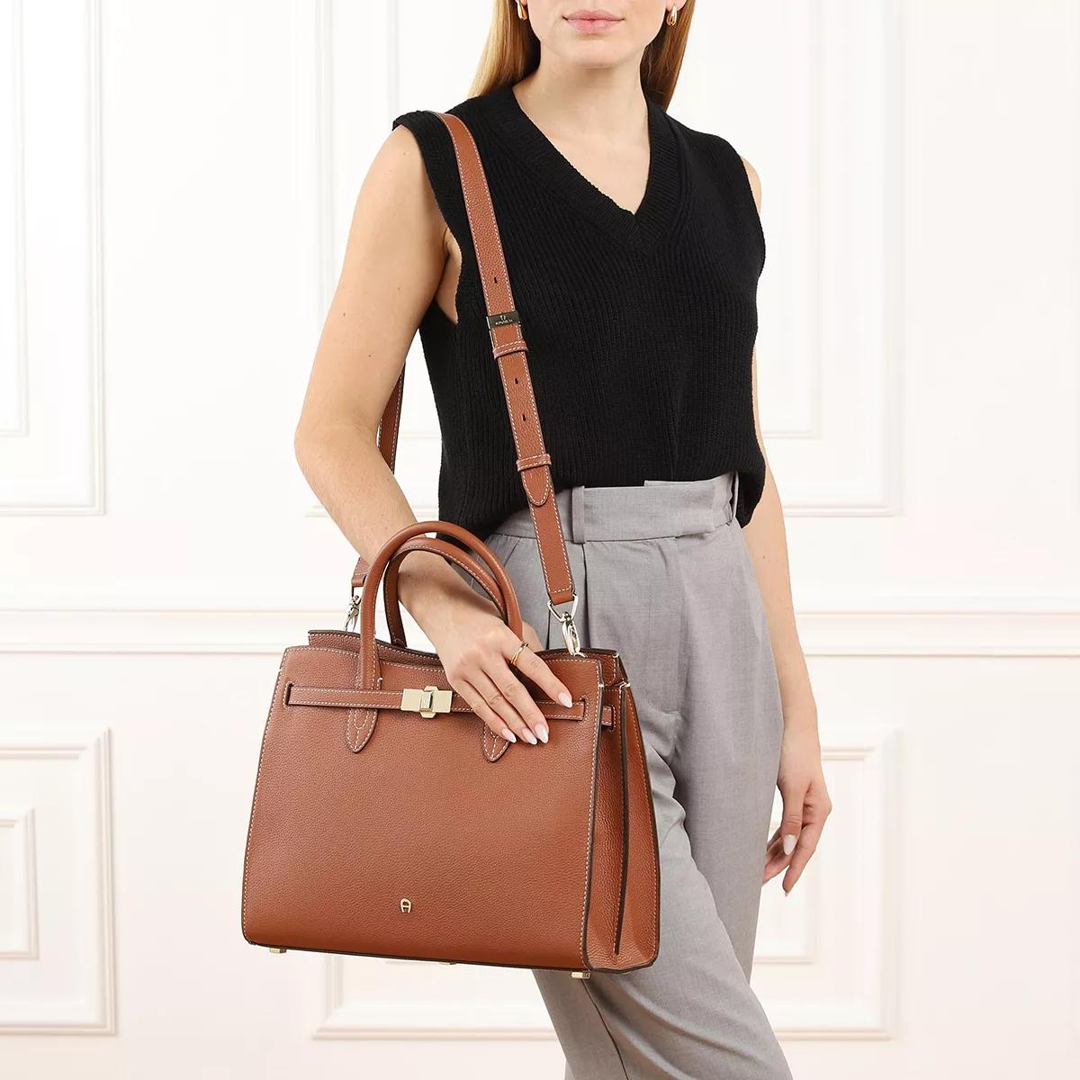 Aigner Stijlvolle leren tas met schouderband Brown Dames