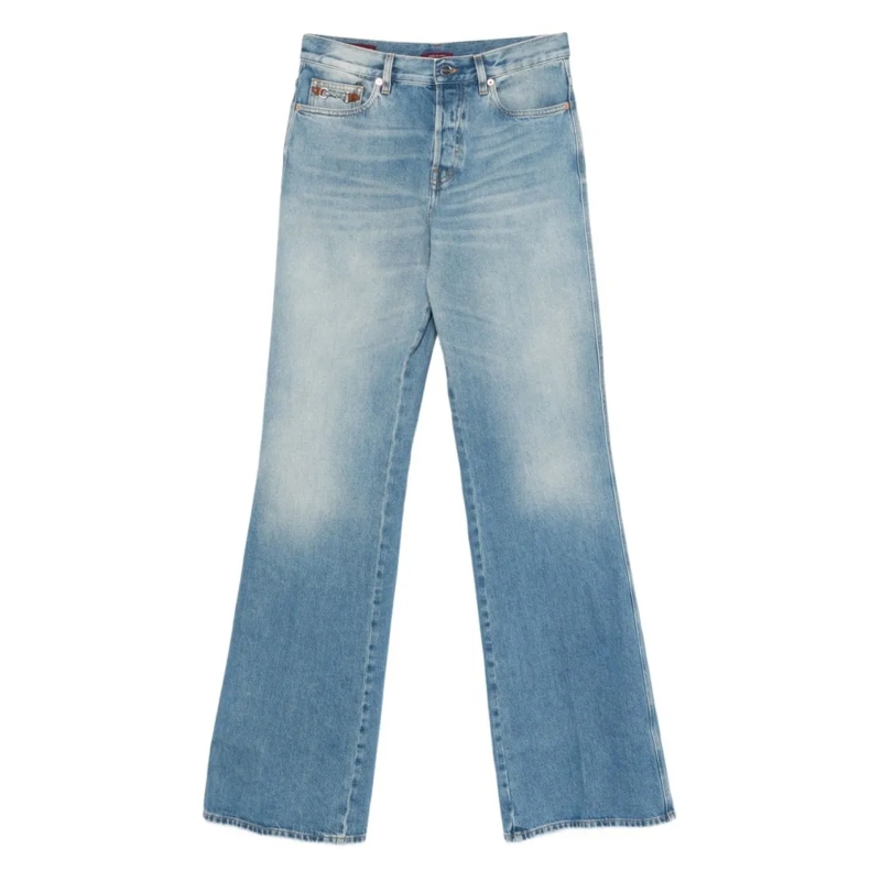 Gucci Jeans Wide-Leg Cotton Denim Trousers Blue