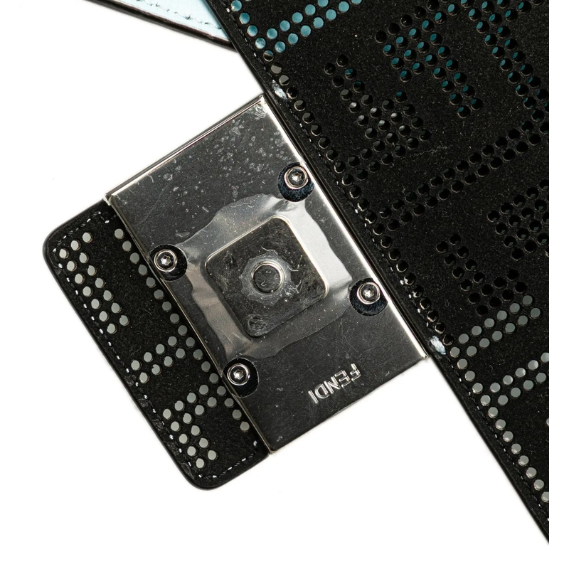 Fendi Schultertasche Medium Zucca Perforated Leather Baguette Messenger blau