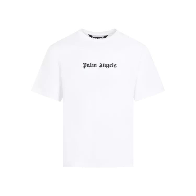 Palm Angels - Logo Slim White Black Cotton T-Shirt - Größe S - white