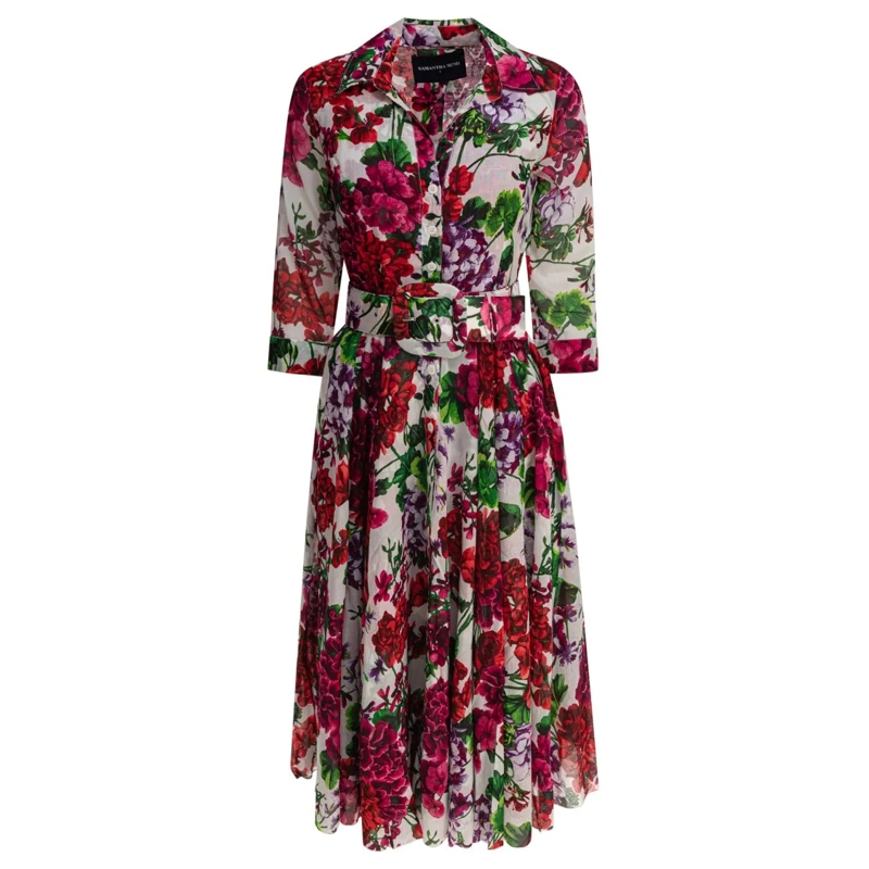 Samantha Sung Midikleid Floral Print Cotton Dress Multicolor