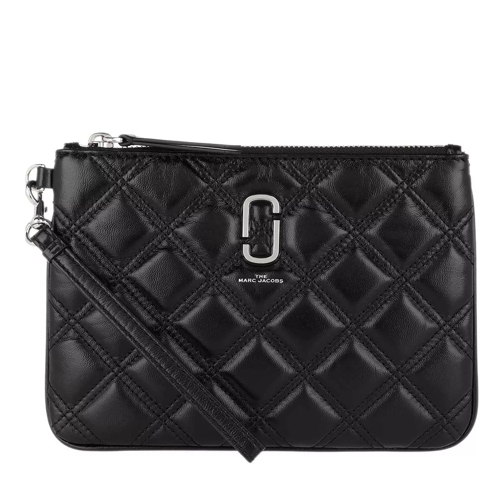 Marc Jacobs The Quilted Softshot Wristlet Pouch Leather Black Clutch
