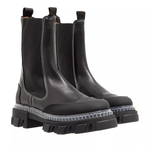 GANNI Cleated Mid Chelsea Boot Black Stivale Chelsea