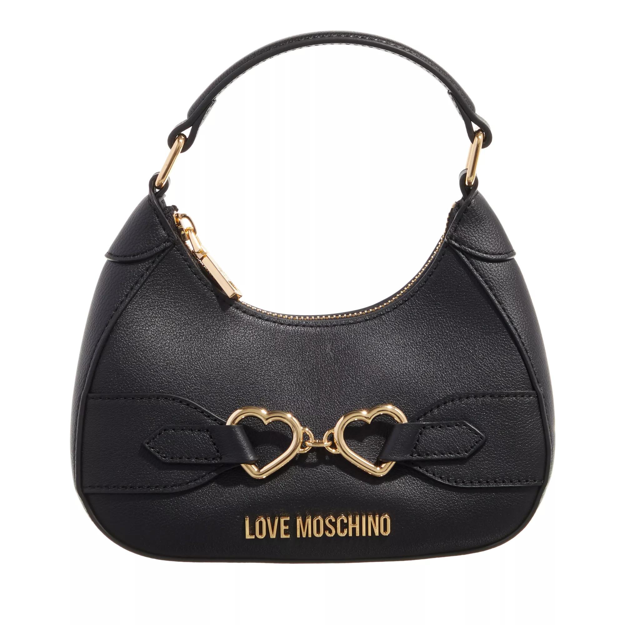 Love Moschino Double Heart Mini Hobo Black Hobo Bag