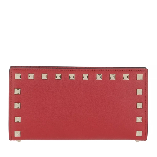 Valentino Garavani Rockstud Cardcase Red Portefeuille à deux volets