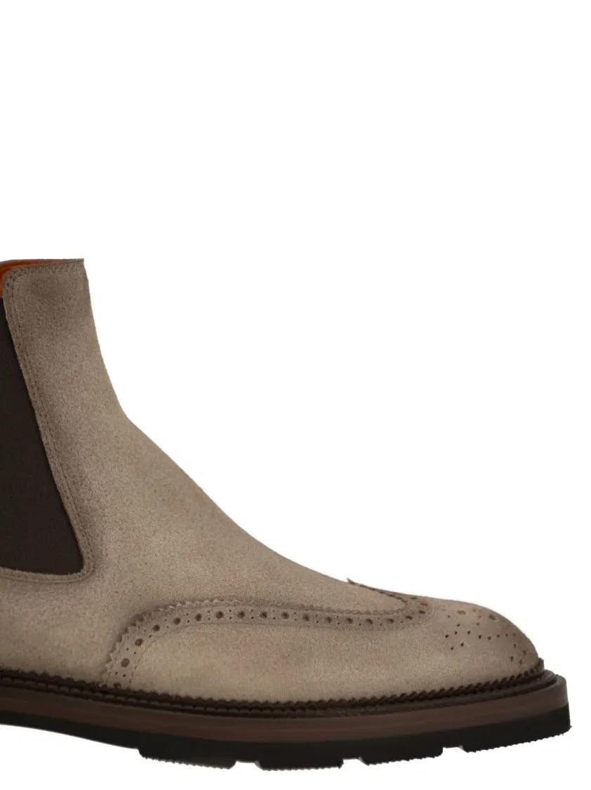 Thumbnail - Santoni Stiefel - Brogue Suede Ankle Boot - Gr. 9 - in Beige - für Damen
