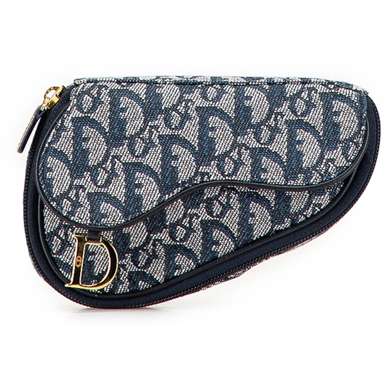 Christian Dior Necessaire Diorissimo Canvas Saddle Pouch blau
