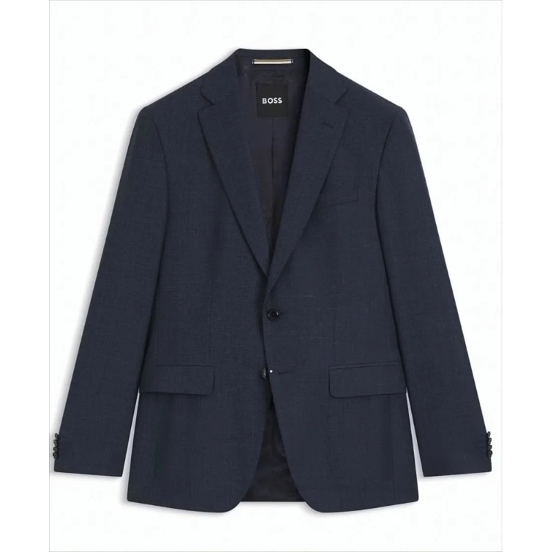 Boss Blazer Virgin Wool Jacket With Micro-Pattern Black