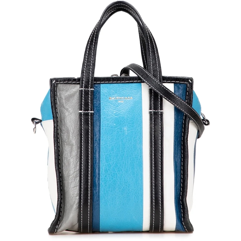 Balenciaga Schultertasche XS Lambskin Bazar Shopper Satchel blau