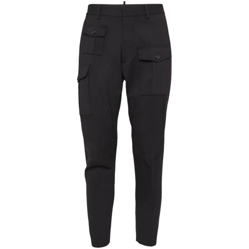 Dsquared2  Black Cotton Cargo Trousers Black