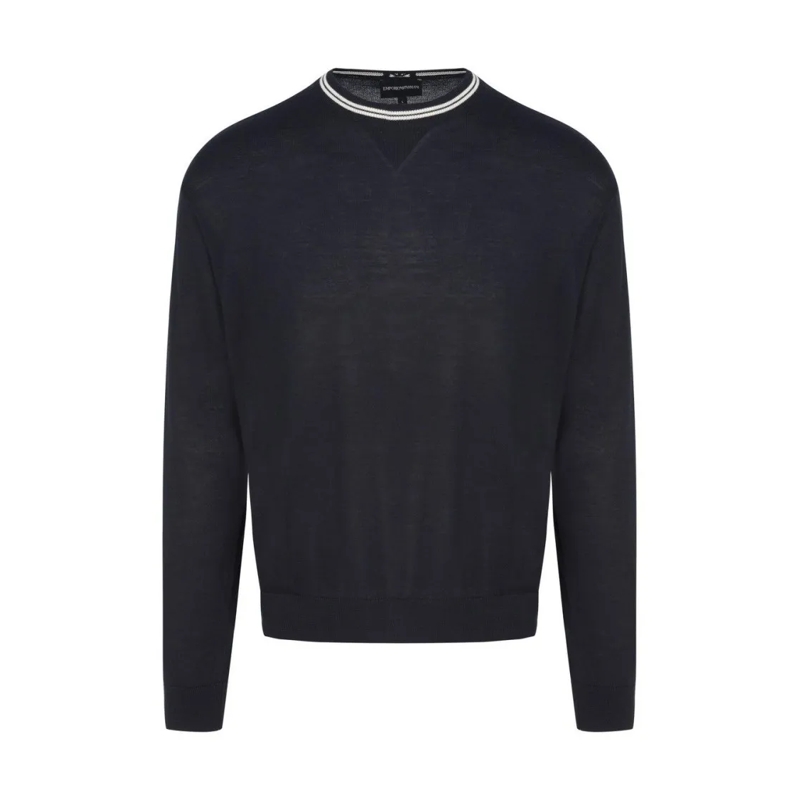 Emporio Armani Pullover Classic Blue Wool Sweater Black