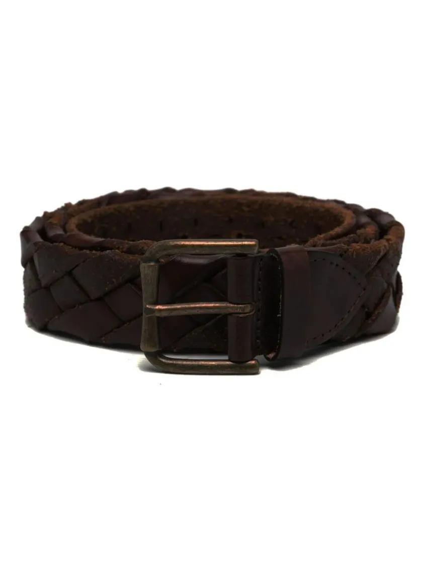 Eleventy Gürtel - Interwoven Leather Belt - Gr. 105 - in Braun - für Damen