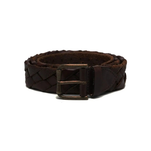 Eleventy Ceinture Interwoven Leather Belt Brown