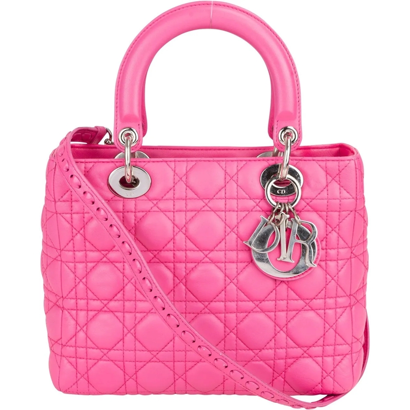 Christian Dior Tote Christian Dior Quilted Leather Lady Dior Handbag rot