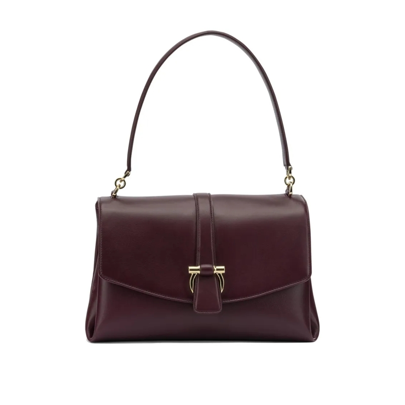 Salvatore Ferragamo Schultertasche Compact Burgundy Leather Handbag Black