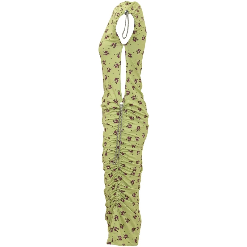 Coperni Maxikleid Abito Midi con Stampa Floreale e Arricciature grün(Image 3)