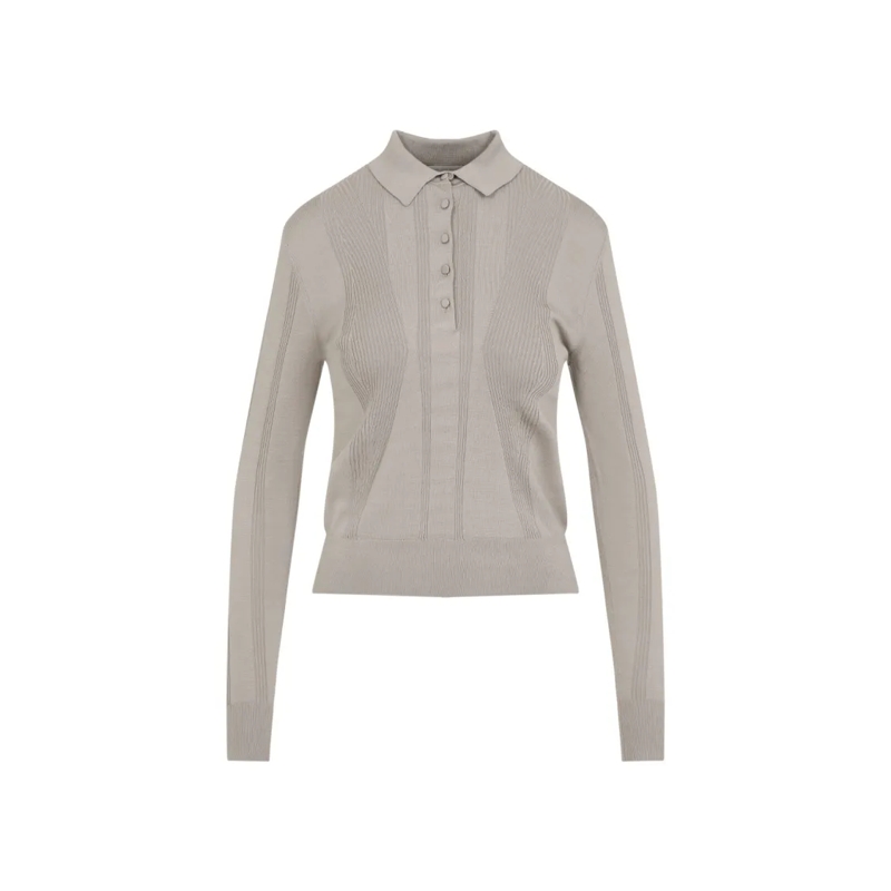 Dries Van Noten Top met lange mouwen Gray Cotton Polo Top Grey