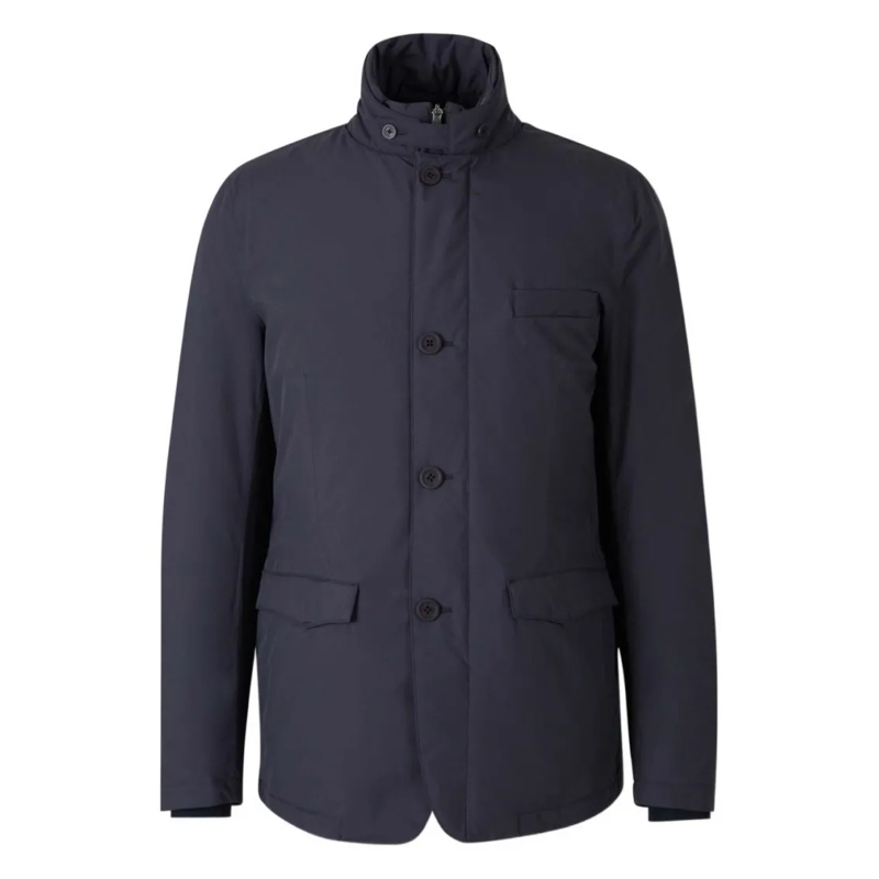 Herno Daunenjacke Blue Jacket With High Collar Black