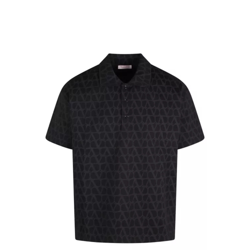 Valentino Toile Iconographe Print Cotton Polo Shirt Black 