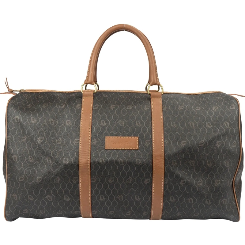 Christian Dior Schultertasche Christian Dior Honeycomb Monogram Boston Duffle Ba braun