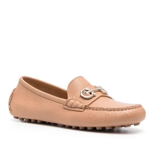 Salvatore Ferragamo Beige Odilia Loafers Brown Ballerine