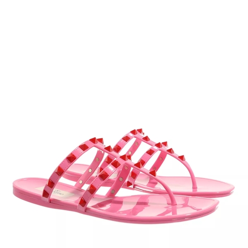 Valentino Garavani Rockstud Thong Sandal Pink Flip-flops
