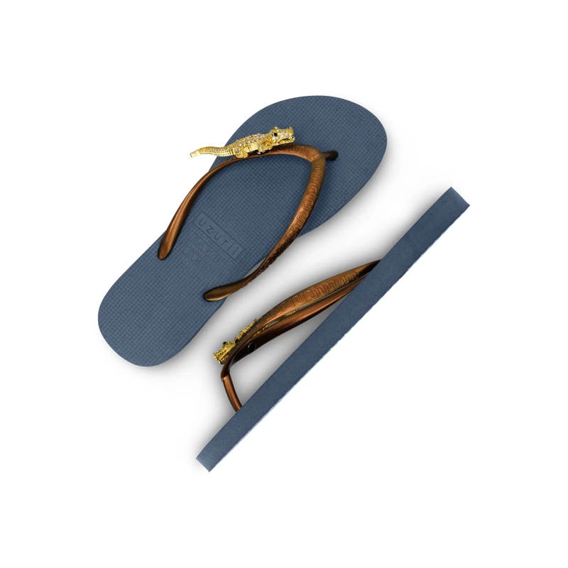 UZURII Flip Flops Zehentrenner Gold Crocodile Switch marine(Image 4)