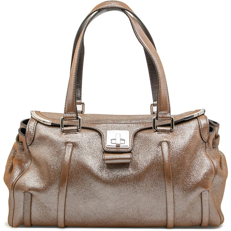Celine Schultertasche Shimmer Leather Front Flap Shoulder Bag braun