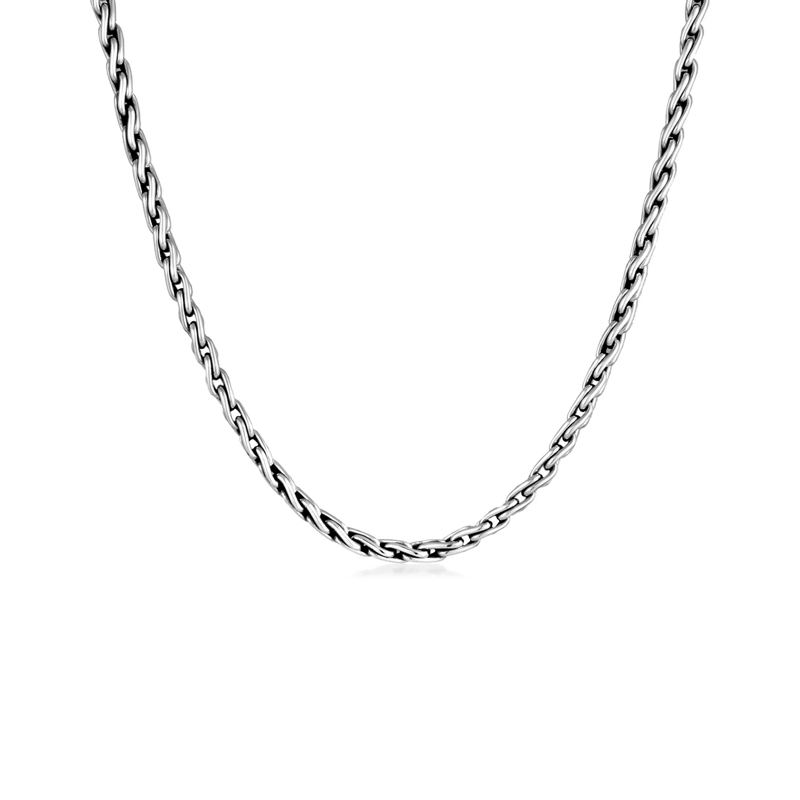 Kuzzoi Mittellange Halskette Halskette Herren Glieder Zopfkette Oxidiert 925 Si silber