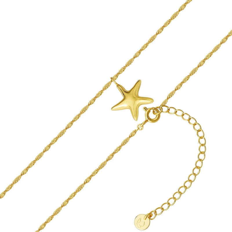 Glanzstücke München Mittellange Halskette Sterling Silber Halskette Seestern gold(Image 3)