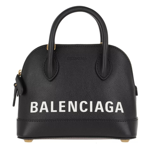 Balenciaga Ville Quilted Top Handle Bag XXS Leather  Black White Mini Tas