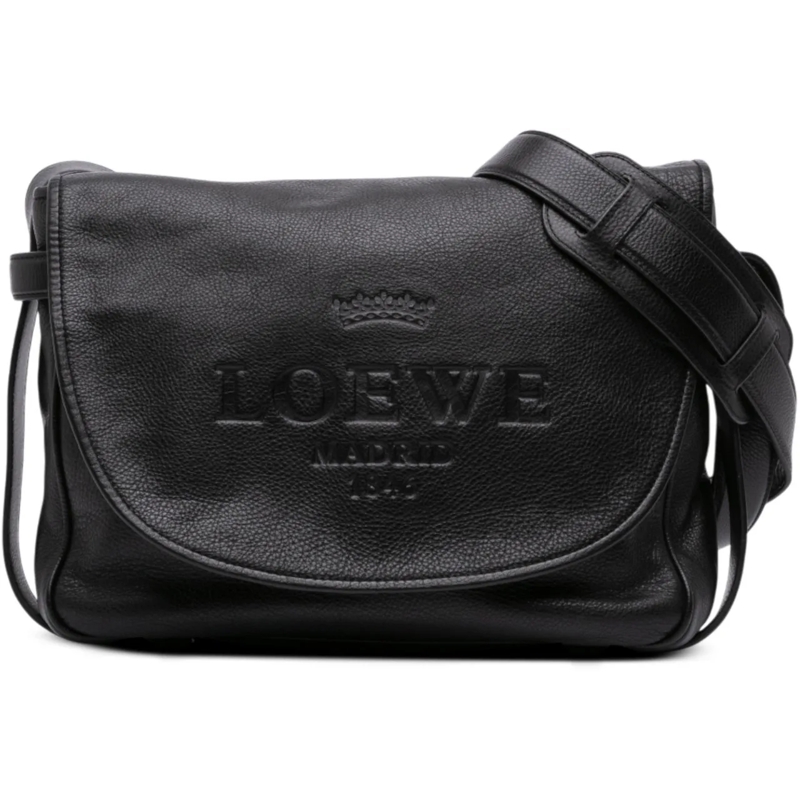 Loewe Schultertasche Large Leather Heritage Crossbody schwarz