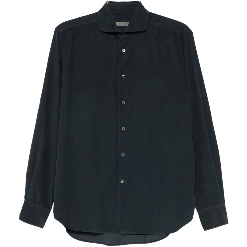 Corneliani  hemd velours blauw blau