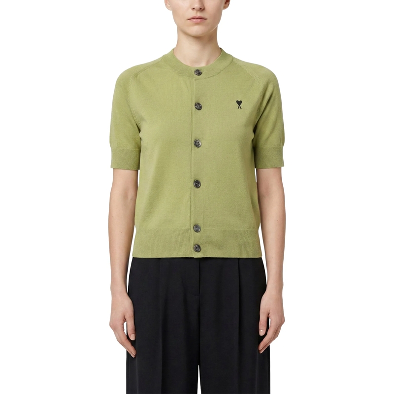 AMI Paris Cardigan Kurzarm-Strickjacke mit Logo grün(Image 2)