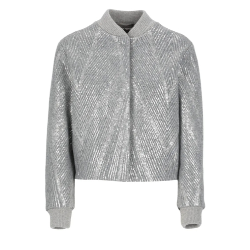 Peserico Bomberjacks Jacket With Paillettes Grey