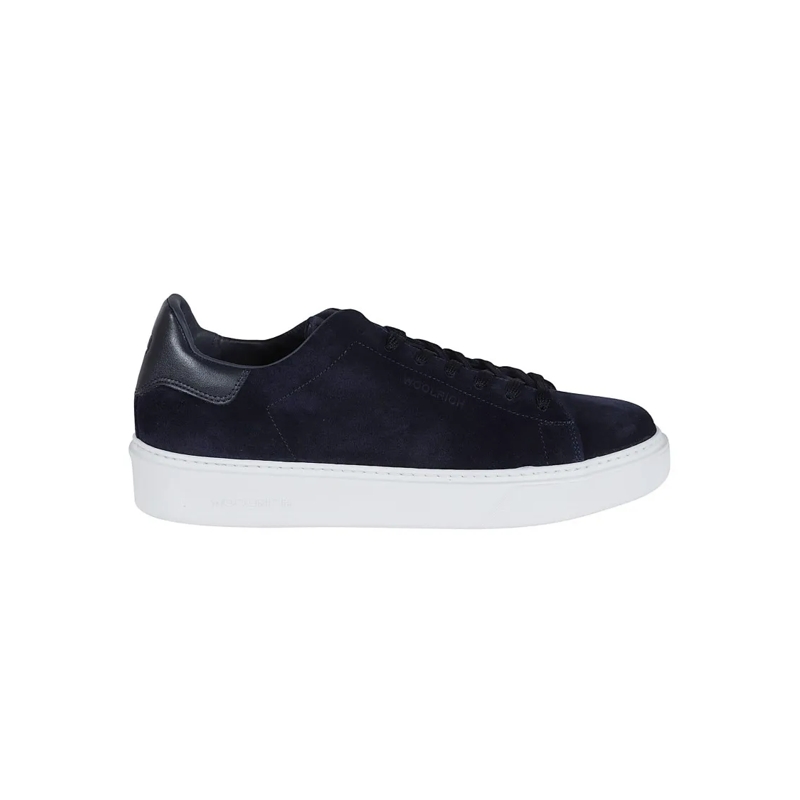 Woolrich Sneaker basse Black Leather Low-Top Sneakers With Textured Accen Blue