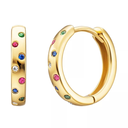 BELORO Creole Earring Multi Color Stones  Gold-Plated Band