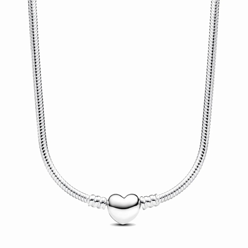 Pandora Mittellange Halskette Snake chain sterling silver necklace with heart cl No Color (Image 2)