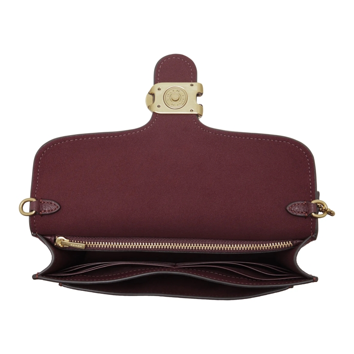 Coach Polished Pebble Leather Tabby Chain Clutch Merlot Crossbody Bag