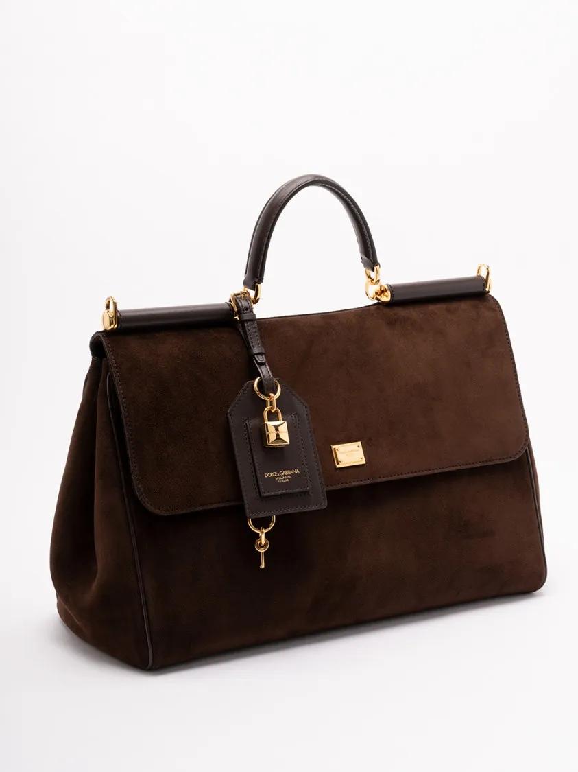 Dolce&Gabbana Hobo bags Structured Calf Leather Handbag in bruin