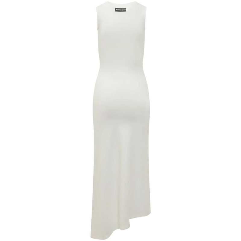 Marine Serre Robe longue Abito Midi Pearl Logo con Orlo Asimmetrico weiß(Image 2)