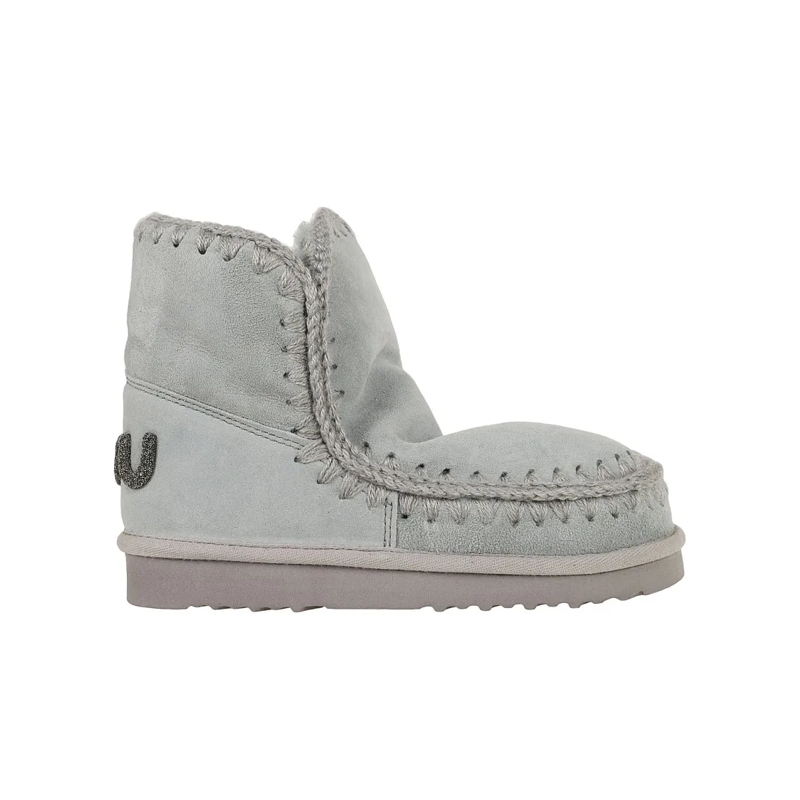 Mou Bottes Mid-Height Plush Sheepskin Eskimo Boots With Glitt Grey