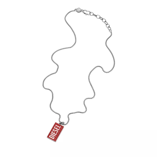Diesel Stainless Steel Logo Dog Tag Necklace Silver Långt halsband