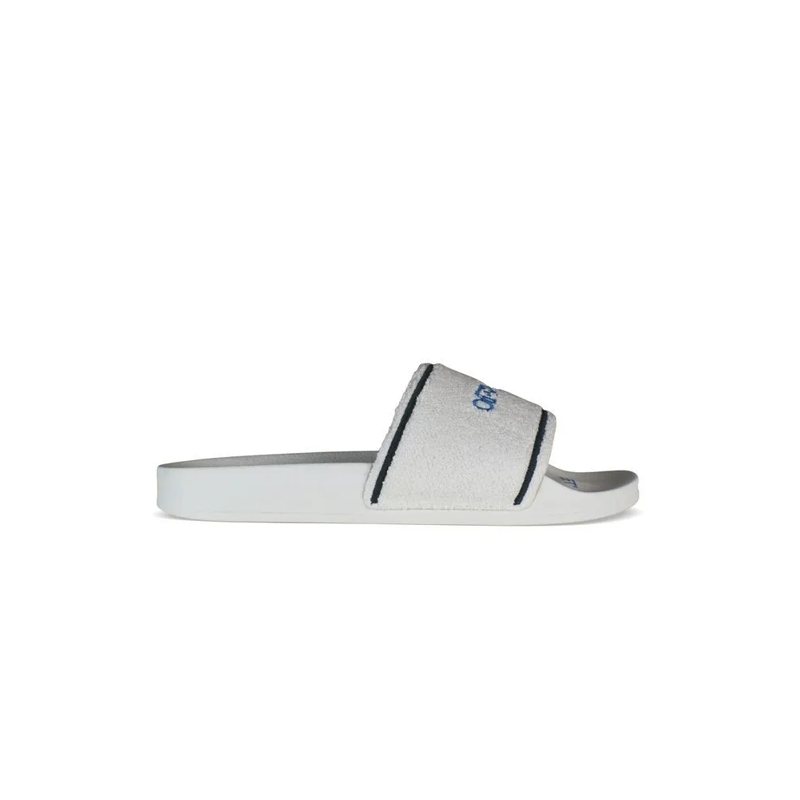 Off-White Loafer White Towel Material Slides With Striped Detailing White