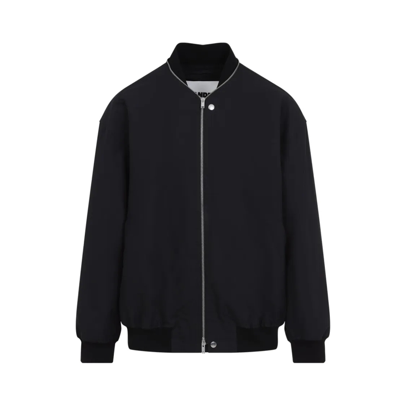 Jil Sander Bomberjack Bomber Jacket With Ribbed Cuffs Black